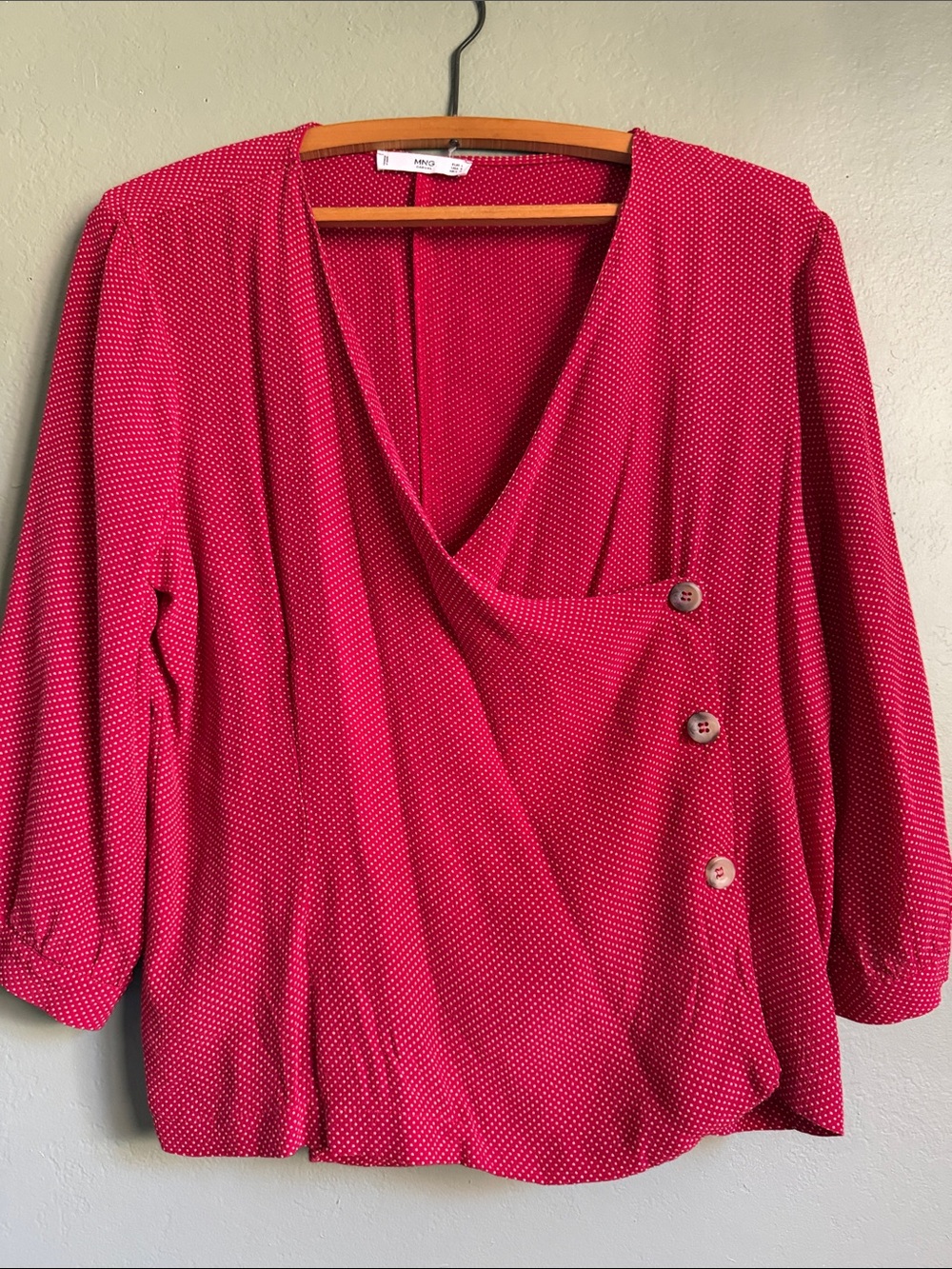 Mango red polka dot wrap top